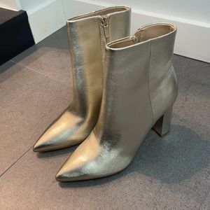 Marc Fisher Ulani Leather Metallic Boots, New in Box 6.5
